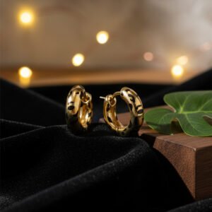 ProductBlack Enamel Leopard Print Gold Huggie Hoop Earrings| Wild Instinct - Chic Animal Print Statement Hoops