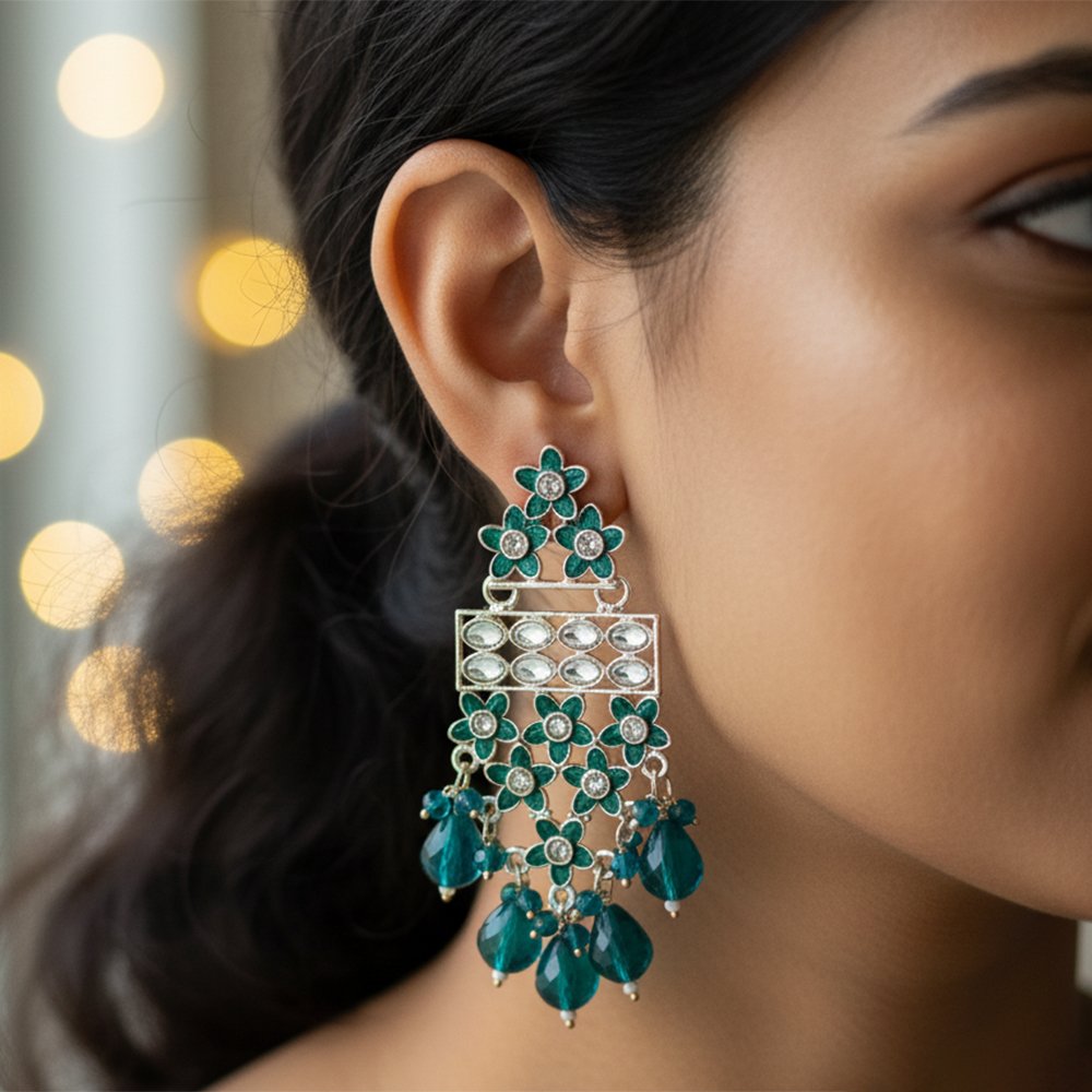 Hot Pink Acrylic Floral & Pearl Gold-Tone Statement Earrings | Romantic Bloom - Luxurious Pink Flower and Pearl Drops - Image 3